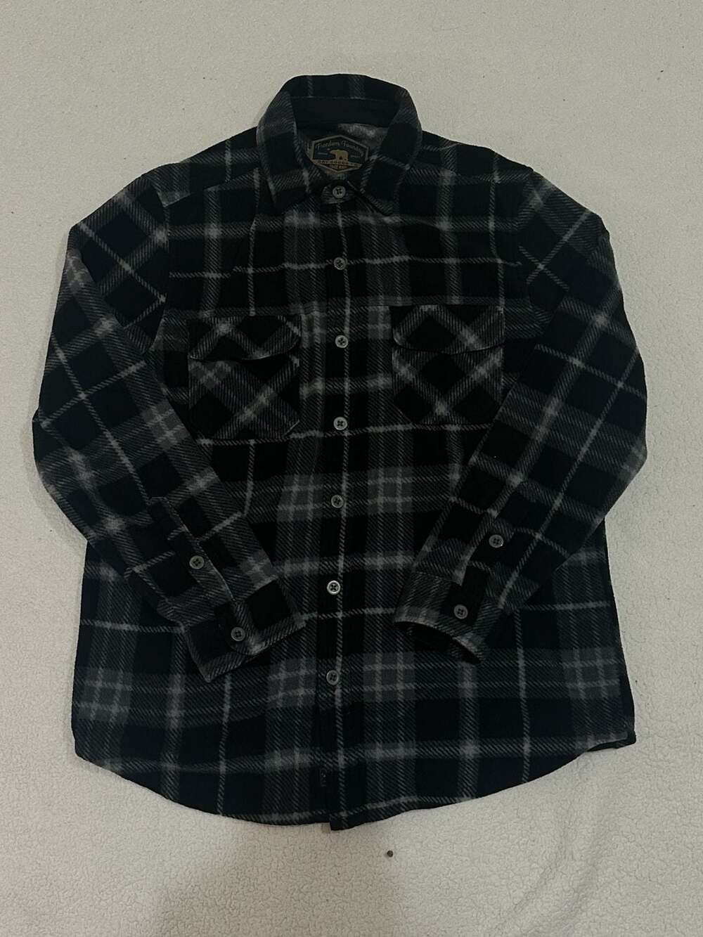 Freedom Foundry Dry Goods Co. Black and Grey Plaid Fleece Button-Down Shirt